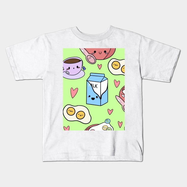 Kawaii Breakfast-mint Kids T-Shirt by SturgesC